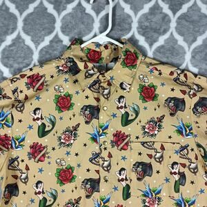 Hemet Shirt Mens Medium Traditional Tattoo Print Rockabilly Nautical USA Made
